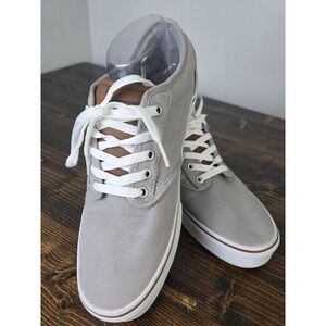 VANS Sz 9 Off The Wall Gray Canvas Skate Shoes Lace-Up Men Sneakers 500714 Chess